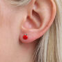 Girl's Sterling Silver And Enamel Strawberry Earrings, thumbnail 2 of 7