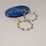 Blue Turquoise Gold Hoop Earrings, thumbnail 2 of 5