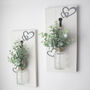 White Wall Hanging Vase With Dove Grey Heart, thumbnail 1 of 4