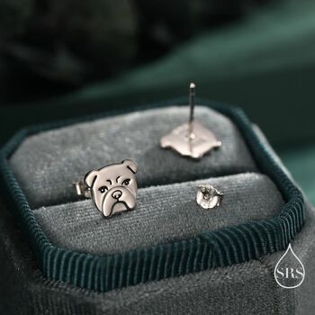 Sterling Silver Cute Bulldog Stud Earrings, 2 of 12