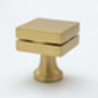 Satin Brass Square Knob With A Cut At Centre, thumbnail 1 of 2