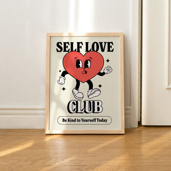 'Self Love Club' Retro Heart Print, 6 of 8