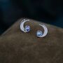 Cresent Moon Moonstone Stud Earrings Sterling Silver, thumbnail 6 of 12