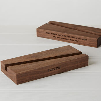 Mum's Personalised iPad Stand In Oak Or Walnut, 3 of 6