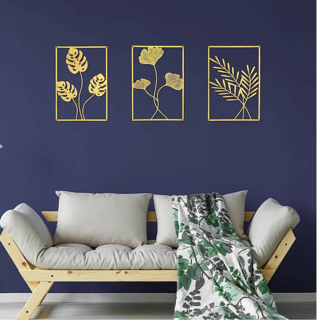 Gold Leaf Metal Wall Art Decor In Seven Designs By Rowan Homes