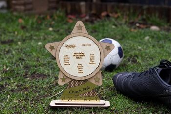 Personalised Football Coach Thank You Trophy Gift From Team, 7 of 7