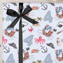 Three Sheets Of Children's 4th Birthday Pirate Wrapping Paper, thumbnail 1 of 2