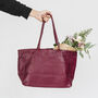 Burgundy Lined Soft Leather Tote, thumbnail 3 of 10