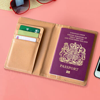 Personalised Natural Cork Passport Holder With Compass Design, 3 of 7