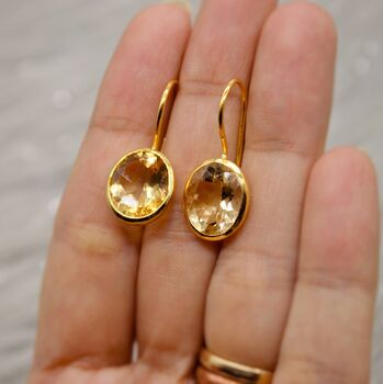 Citrine Earrings, Sterling Silver Gold Earrings, 7 of 11