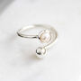Adjustable Silver Birthstone Ring: Pearl, thumbnail 1 of 5