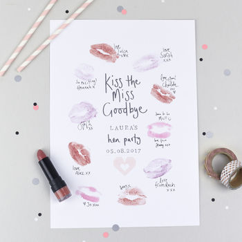 Personalised Hen Party Gift Kiss Print, 4 of 5