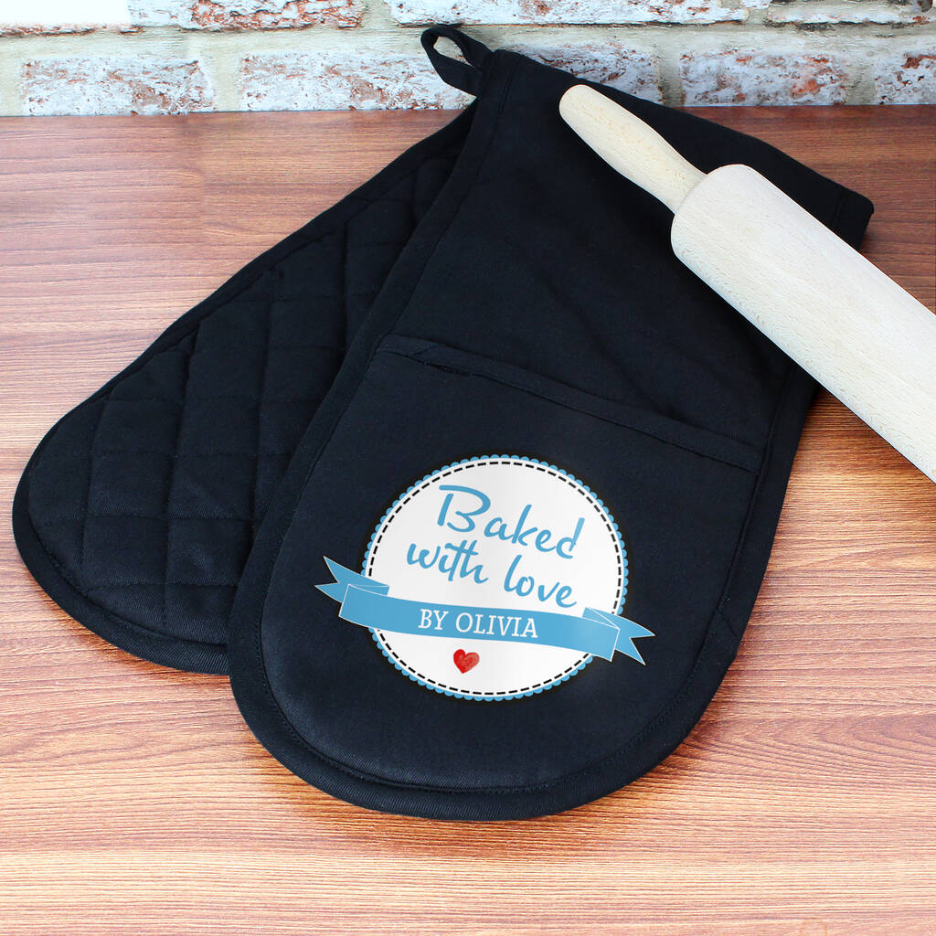 Personalised Baked With Love Oven Glove, 1 of 3