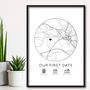 Our First Date Personalised Map Print, Valentines Day Gift, Anniversary Present, thumbnail 2 of 4
