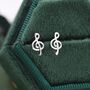 Sterling Silver Music Symbol Dainty Stud Earrings, thumbnail 3 of 10