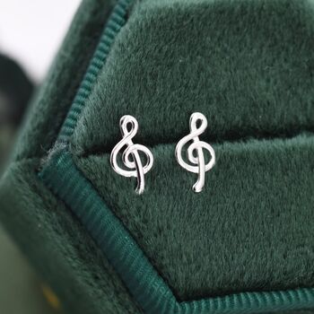 Sterling Silver Music Symbol Dainty Stud Earrings, 3 of 10