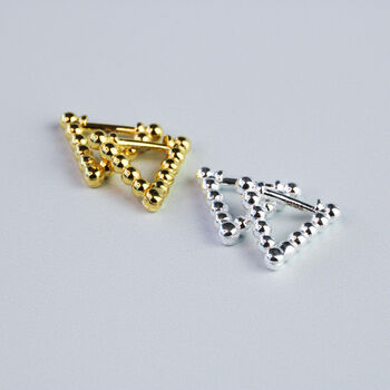 Sterling Silver Bubble Triangle Hoop Earrings, 4 of 5