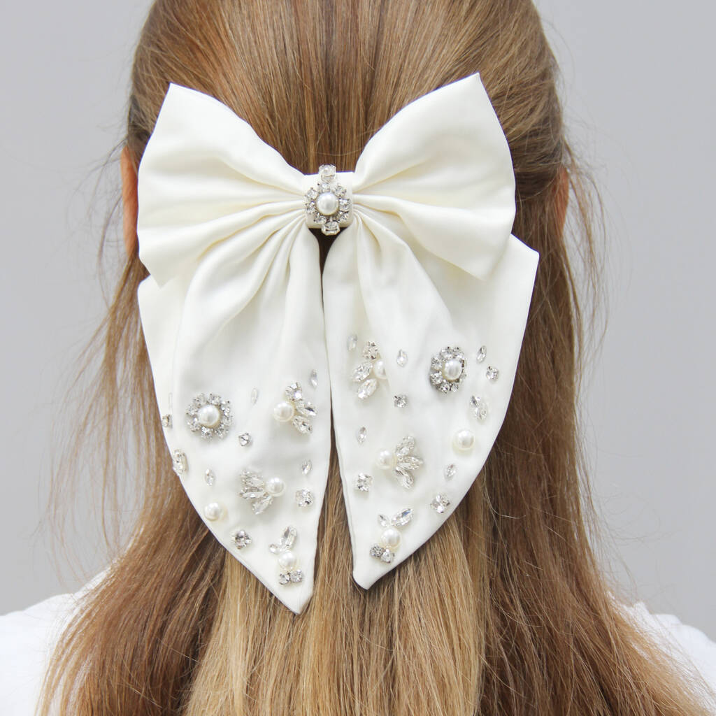 Crystal And Pearl Embellished Statement Hair Bow, 1 of 6