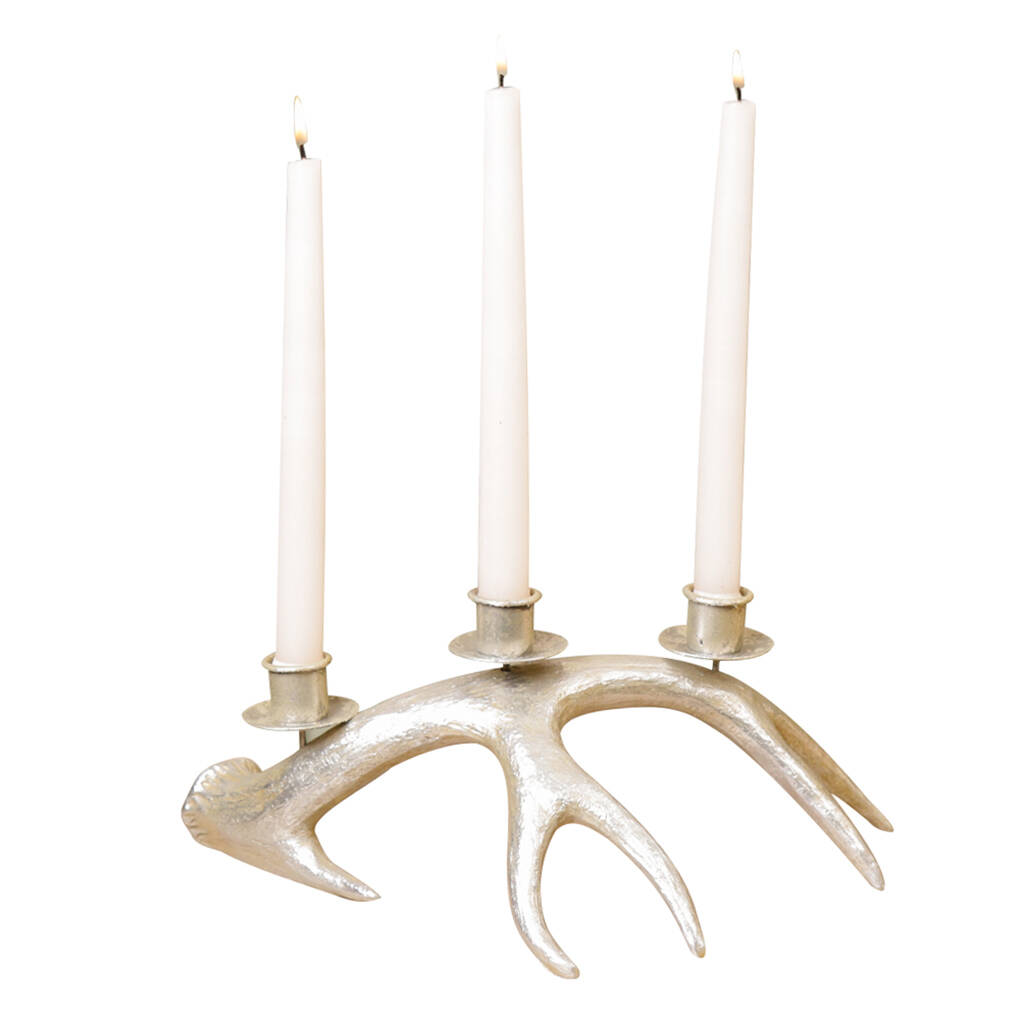 Woodland Magic Silver Antler Candle Holder By Dibor