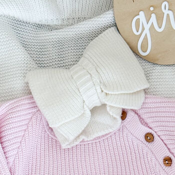 White Personalised Embroidered New Baby Name Cardigan, 9 of 12