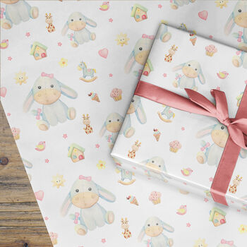 Baby Girl Christening Wrapping Paper Roll Or Folded, 2 of 3