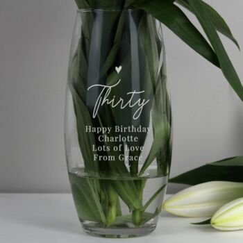 Personalised Engraved Birthday Glass Vase, 3 of 4