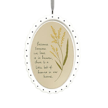 Elegant White Scallop Oval Porcelain Memorial Frame Because Someone Is In Heaven, 2 of 3