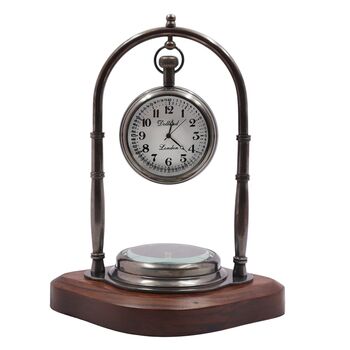 Personalised Bronze 10th Anniversary Desk Clock With Compass, 8 of 10