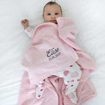 Personalised Pink Cellular Baby Blanket, 2 of 12