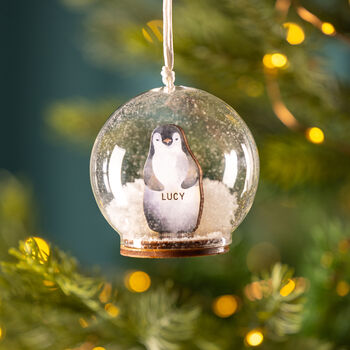 Personalised Illustrated Penguin Christmas Snow Dome Bauble, 11 of 11