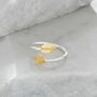Adjustable Double Leaf Ring In Silver And Gold Vermeil, thumbnail 2 of 4
