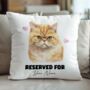 Personalised Cat Reserved For Cushion Cover, thumbnail 3 of 12