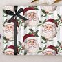 Three Sheets Of Traditional Santa Mistletoe Christmas Wrapping Paper, thumbnail 2 of 2