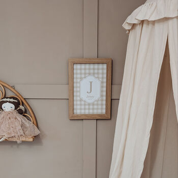 Personalised Beige Gingham Art Print, 4 of 5