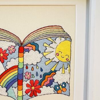 Original Hand Embroidered Art “The Wonder Of A Book”, 2 of 3