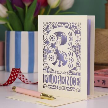 Personalised 3rd Birthday Card Papercut Woodland Design, 4 of 7