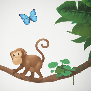 Jungle Monkey Children's Fabric Wall Sticker Set, 5 of 12