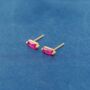 July Ruby Birthstone Rectangle Stud Earrings, Gold Birthstone Studs, Birthstone Jewellery, thumbnail 1 of 7