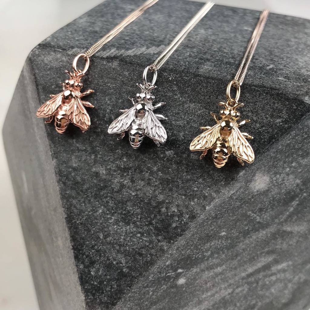 personalised honey bee necklace by nest