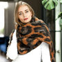 Chunky Leopard Brushed Blanket Winter Scarf, thumbnail 3 of 12