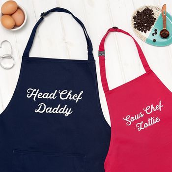 Personalised Head Chef And Sous Chef Apron Set, 2 of 9
