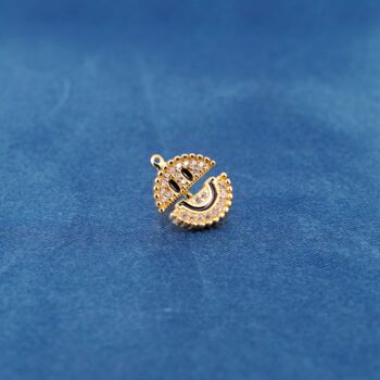 Gold Split Circle Smiley Face Statement Stud Earrings, 2 of 7