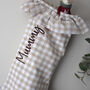 Personalised Beige Gingham Stocking Embroidered, thumbnail 4 of 9