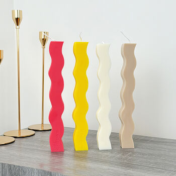 Geometric Wavy Pillar Candles Curvy Dinner Table Candle, 5 of 9