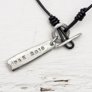 Personalised Leather Hoop And Bar Necklace, 4 of 7