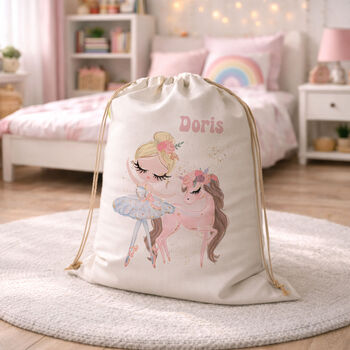 Personalised Ballerina Theme Toy Bag, Sack, Dressing Up Bag, 3 of 3