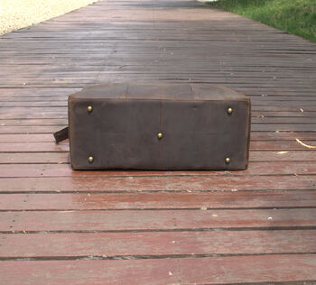 Genuine Leather Holdall Luggage In Brown, 4 of 12