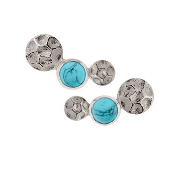Lakshmi Turquoise Stud Earrings Silver Or Gold Plated, 4 of 11