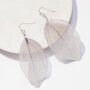 Silver Colour Mesh Leaf Earrings, thumbnail 1 of 3