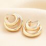 Illusion Double Polished Hoop Earrings In Gold, thumbnail 1 of 4